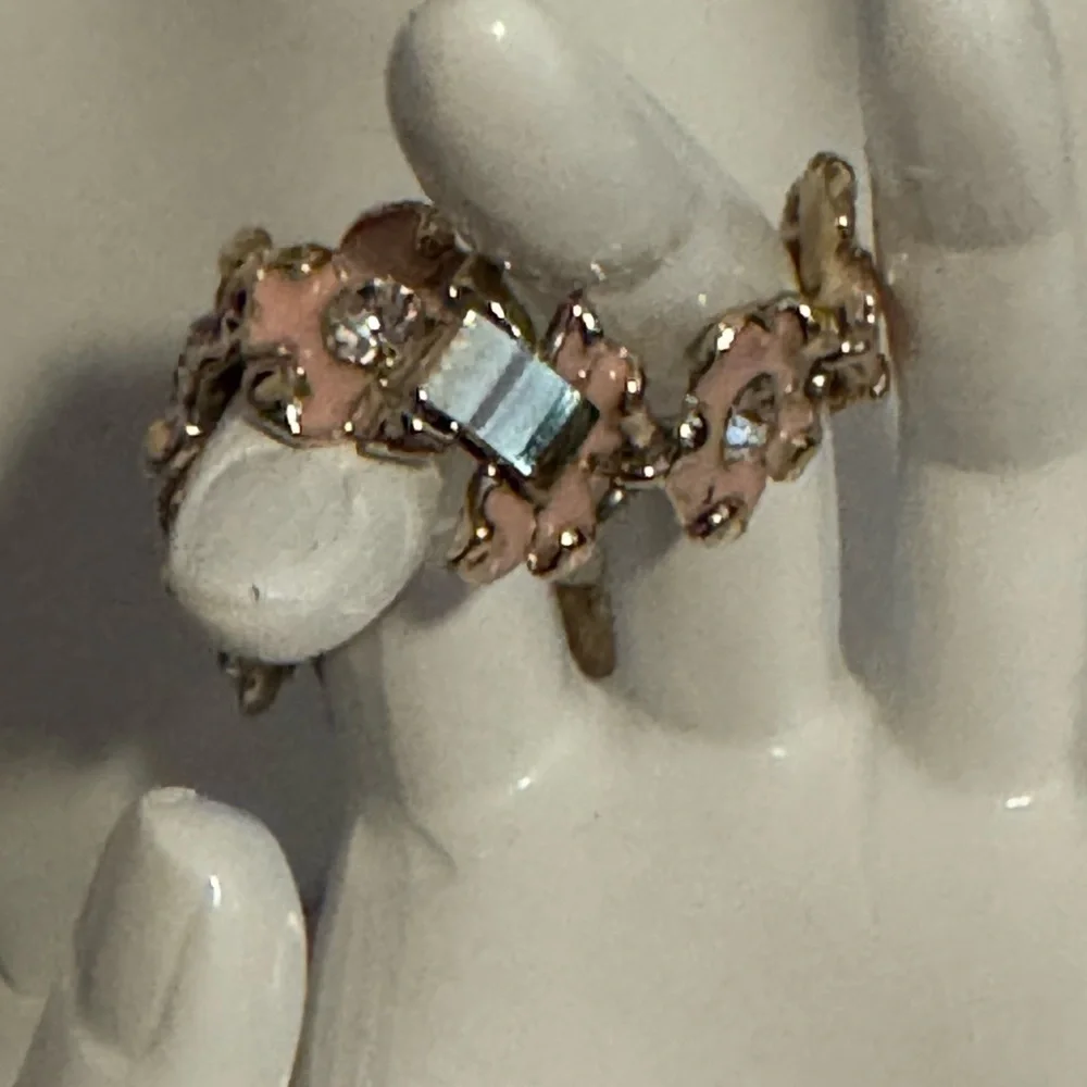 Napier pink flower rhinestone bracelet